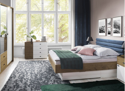 Design Bedroom 5 pcs. Set Bed Bedside tables Chest of drawers Wardrobe
